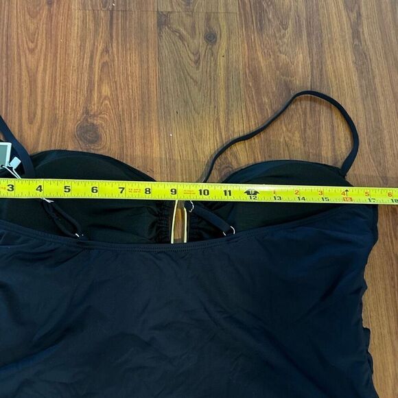NWT Eomenie Black one piece, ruched swimsuit size 2xl with gold hardware - Picture 8 of 8